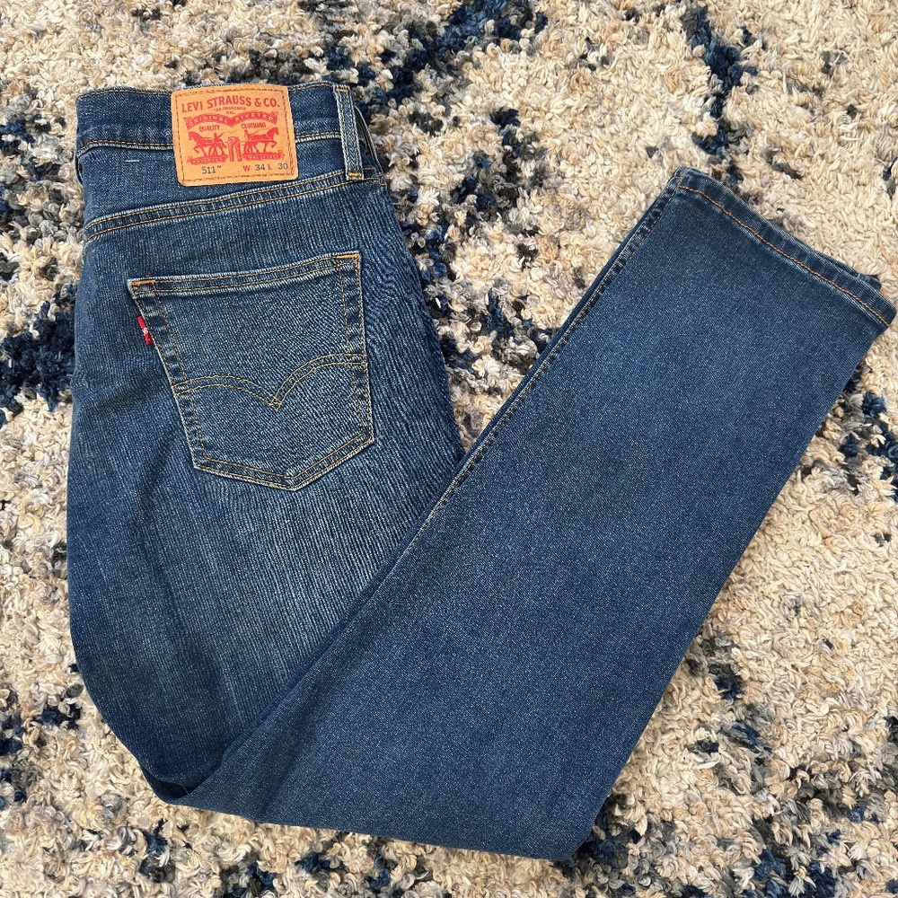 Levi’s 512 Slim Taper Jeans Men’s Size 34x30 Blue Wash Denim